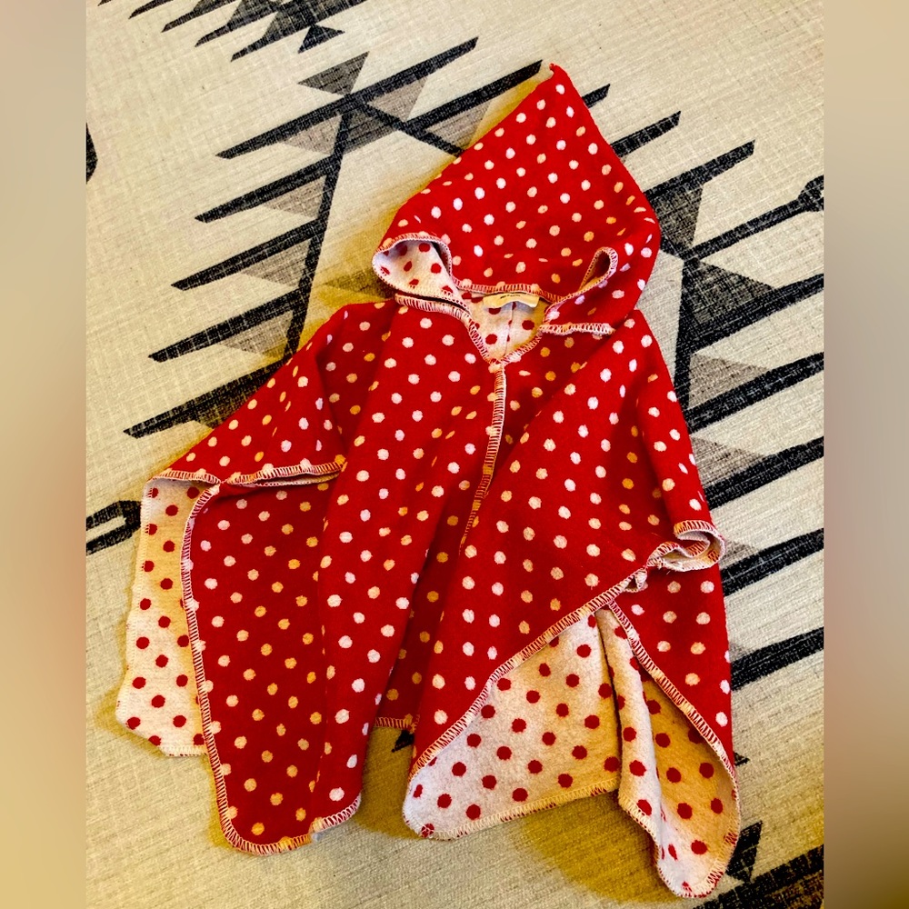David Fussenegger Red Hooded Baby Winter Poncho